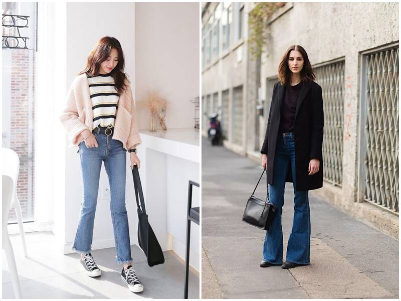 Quần ống loe mặc với áo gì? Quần ống loe phối cùng áo khoác denim