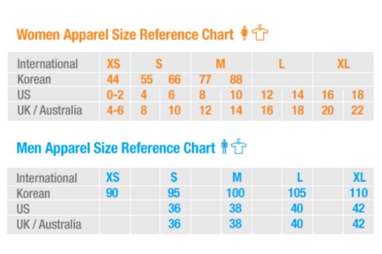 Bảng size quần nữ Hàn Quốc