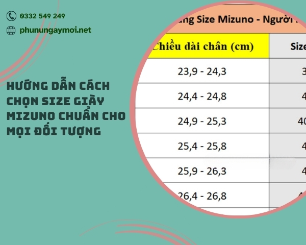 Hướng dẫn cách chọn size giày Mizuno