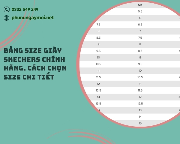 Bảng size giày Skechers