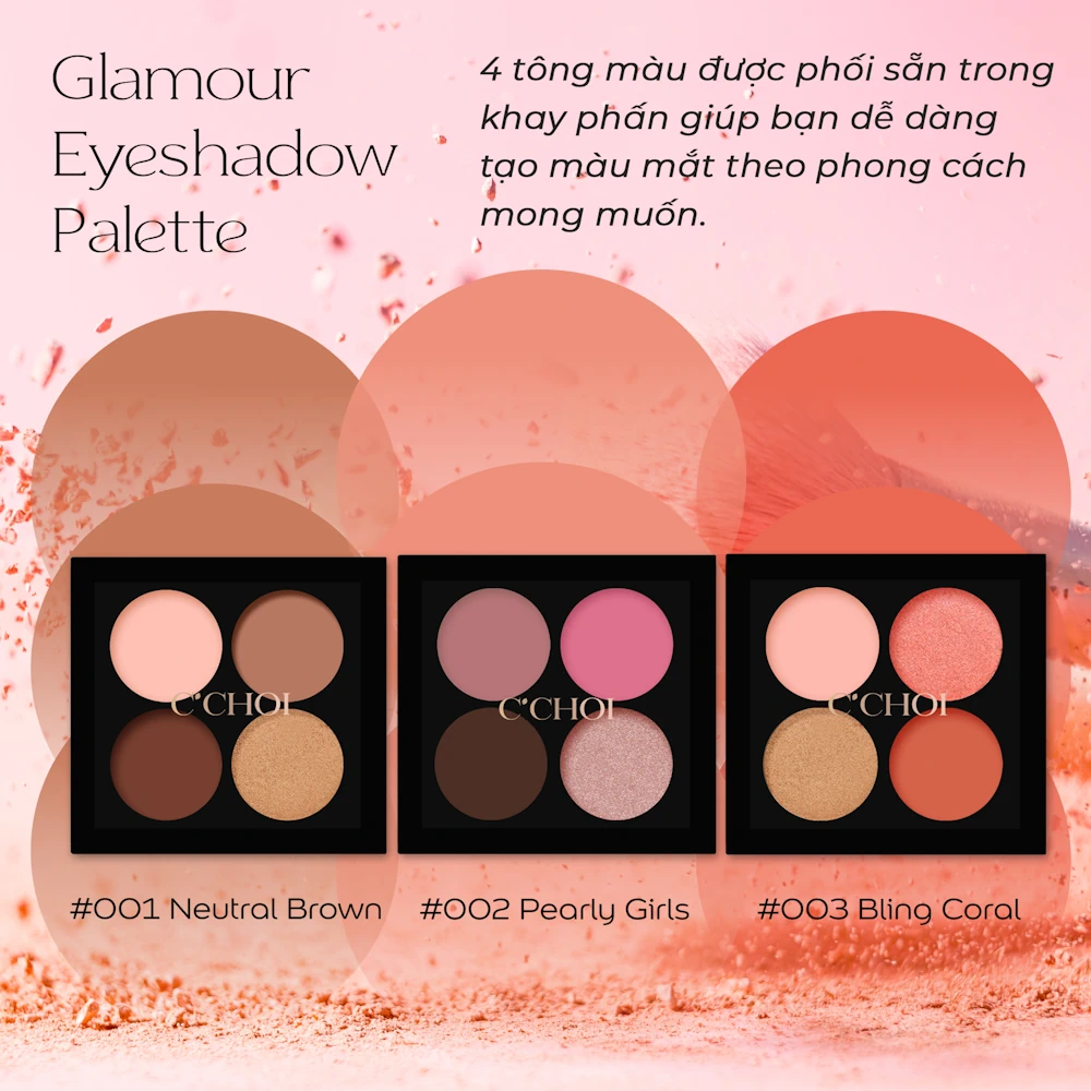 3 Tone Màu Phấn Mắt C’choi – Glamour Eyeshadow Palette