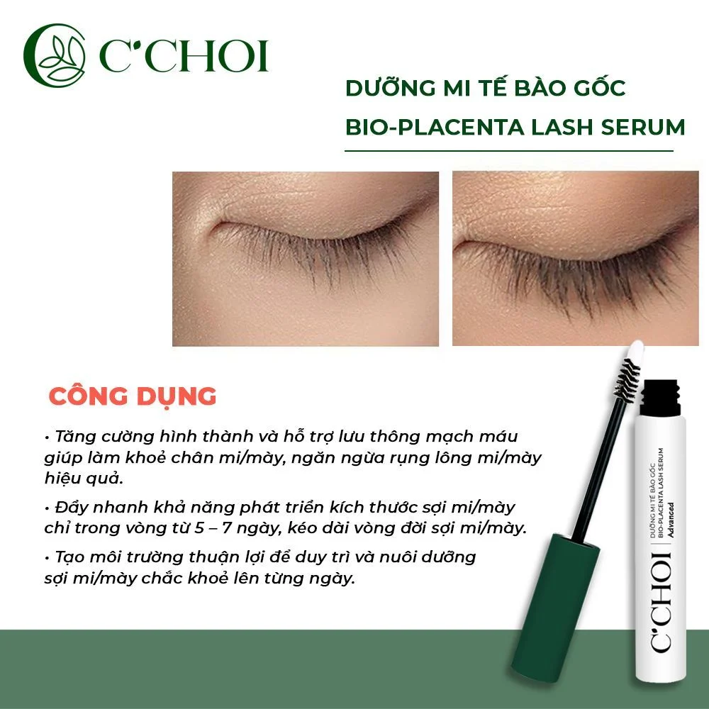 Tác dụng Dưỡng Mi Tế Bào Gốc C’Choi – Bio Placenta Lash Serum