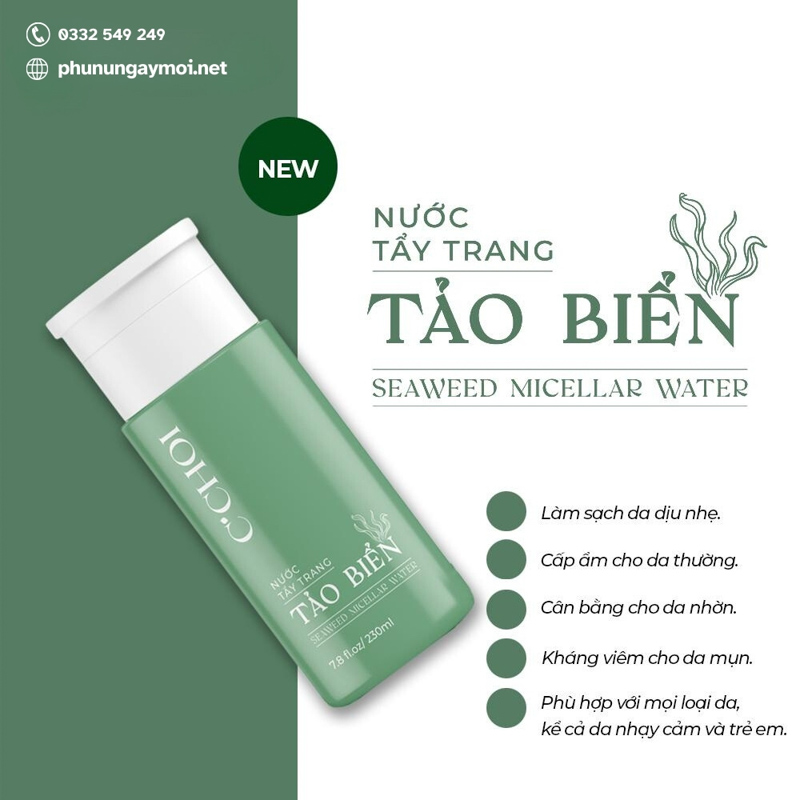 Công dụng nước tẩy trang tảo biển Seaweed Micellar Water C’Choi