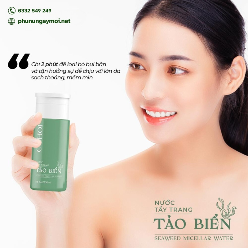 Cách dùng nước tẩy trang tảo biển C'Choi - Seaweed Micellar Water