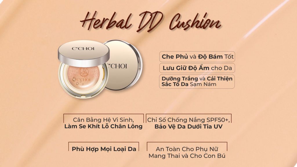 Ưu điểm nổi bật Phấn nước C'Choi Herbal DD Cushion