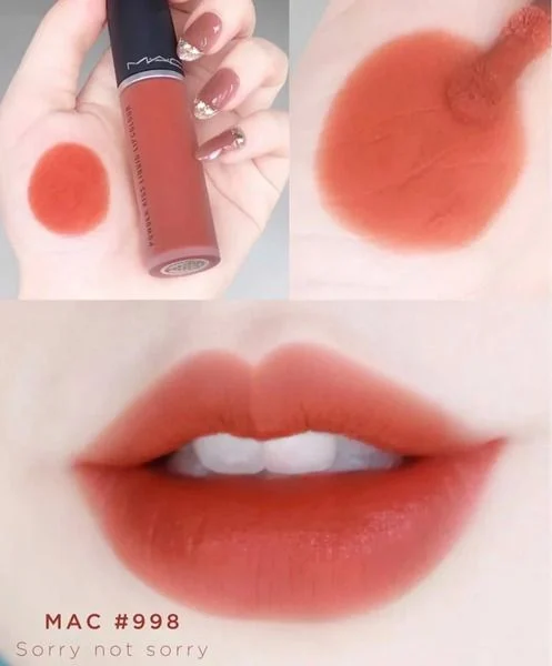 Chất son Mac Powder Kiss Lipstick Lipcolour màu 988 có kết cấu mềm mịn như nhung