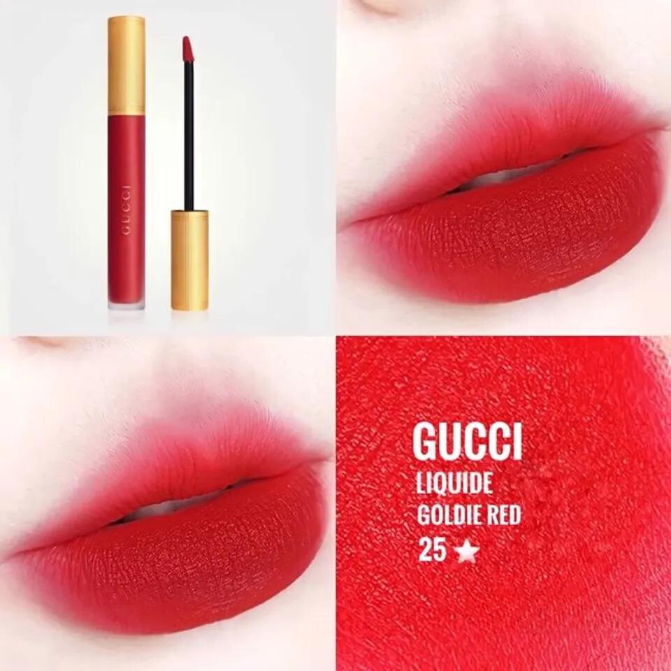 Son kem màu đỏ tươi Gucci 25 Goldie Red