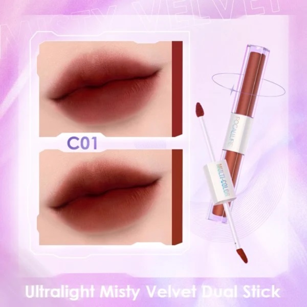 Son Lì Bóng Focallure Multicolor 2-in-1 Lipstick & Lip Gloss C01