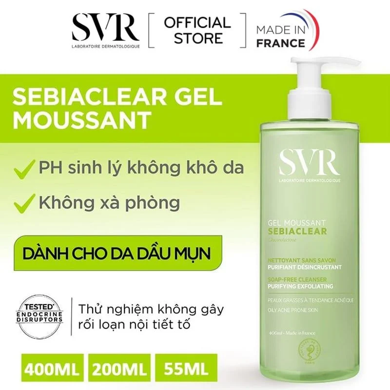 Gel sữa rửa mặt cho da dầu mụn SVA CBR Clear Gel Motion