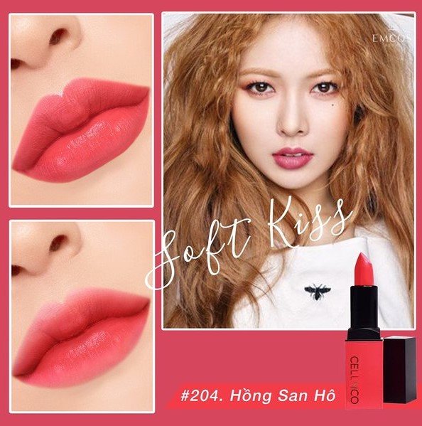 Son màu hồng san hô Colour Kiss Lipstick Soft Kiss