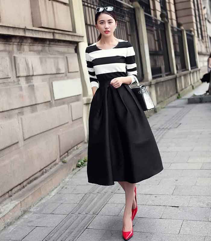 Phối chân váy cho người eo to chân to