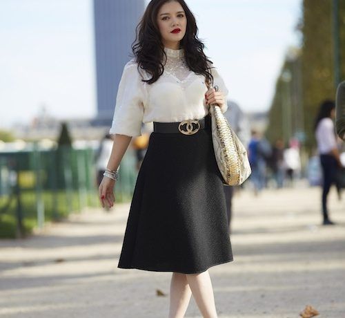 Phối chân váy cho người béo dáng ngắn