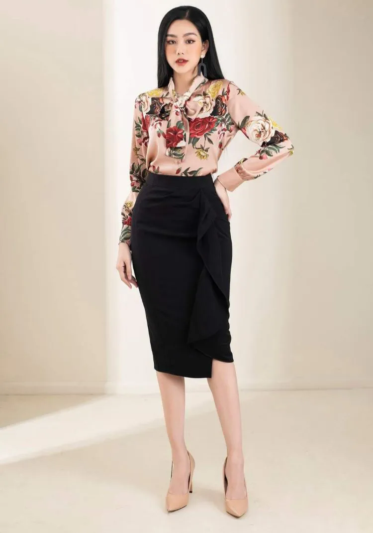 Chân váy bút chì cho người béo bụng