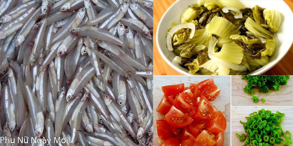 Nguyên liệu chính cho món canh cá cơm nấu cải chua