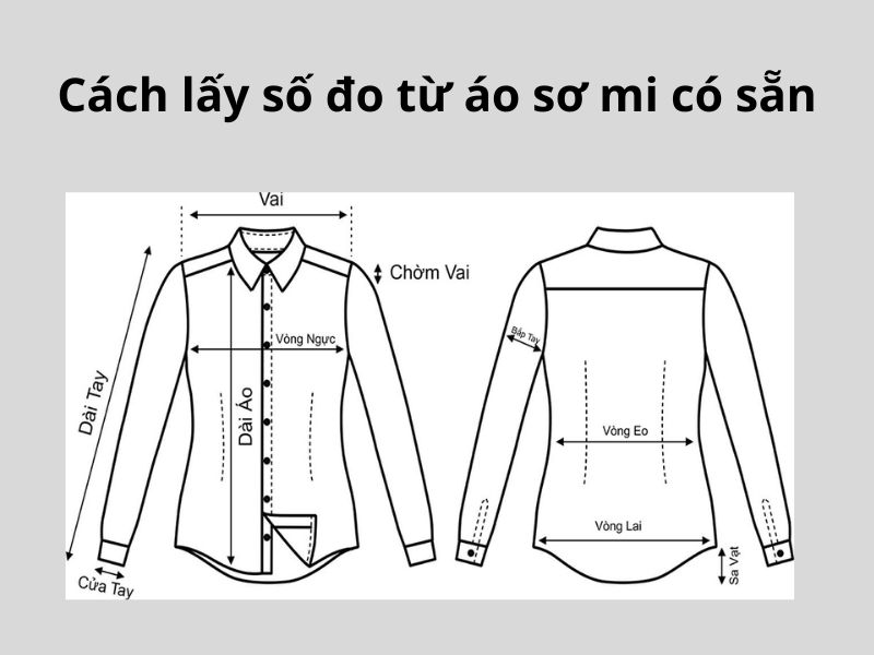 Cách lấy số đo từ áo sơ mi

