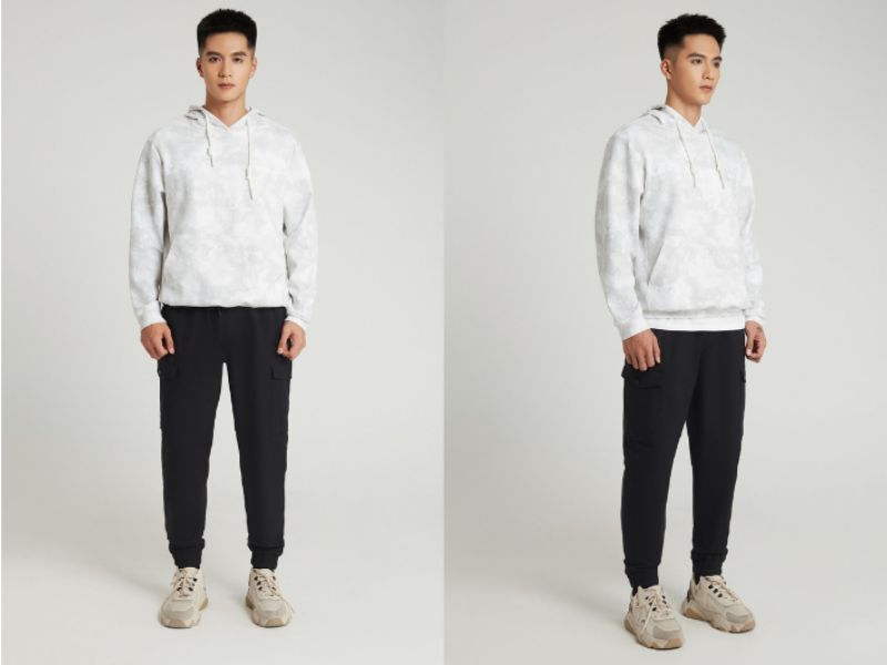 Các chàng trai với cân nặng thấp thường nên chọn quần jogger size S hoặc M.