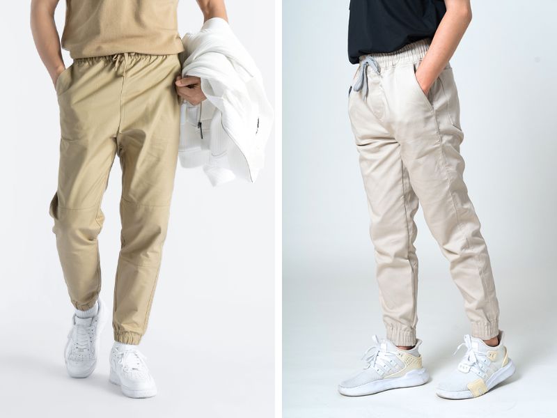 Vải kaki không co giãn, tạo ra form dáng cực kỳ đứng và cá tính khi may quần jogger nam.