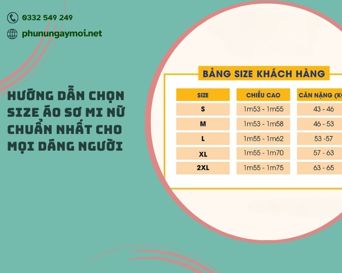 Cách chọn size áo sơ mi Nữ chuẩn