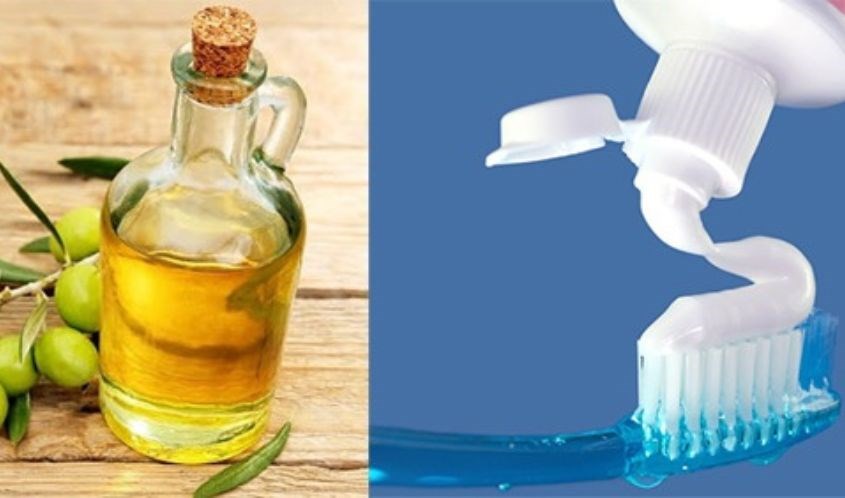 Sử dụng kem đánh răng và dầu oliu