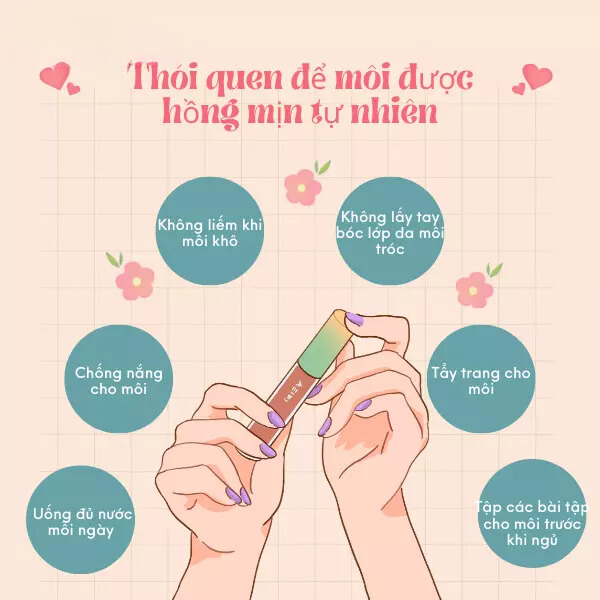 7 Thói quen giúp dưỡng môi tại nhà hồng mịn tự nhiên
