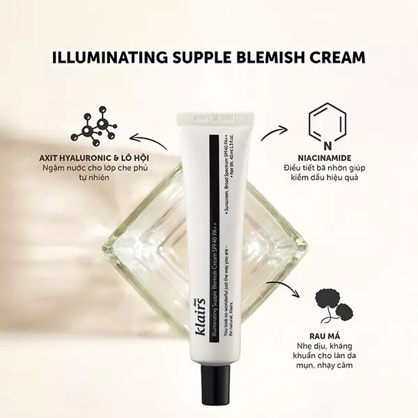 Kem nền Klairs Illuminating Supple Blemish Cream – Kem nền tốt giá bình dân Kem nền Klairs Illuminating Supple Blemish Cream – Kem nền tốt giá bình dân