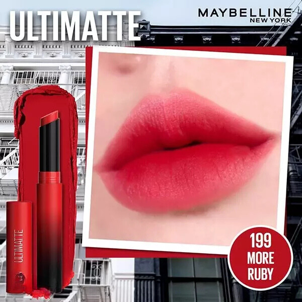 Sẵn sàng biến hóa phong cách với sắc son đỏ hồng Maybelline Ultimatte màu 199 Sẵn sàng biến hóa phong cách với sắc son đỏ hồng Maybelline Ultimatte màu 199