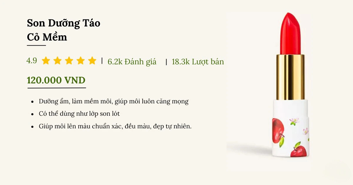 Son dưỡng táo cỏ mềm