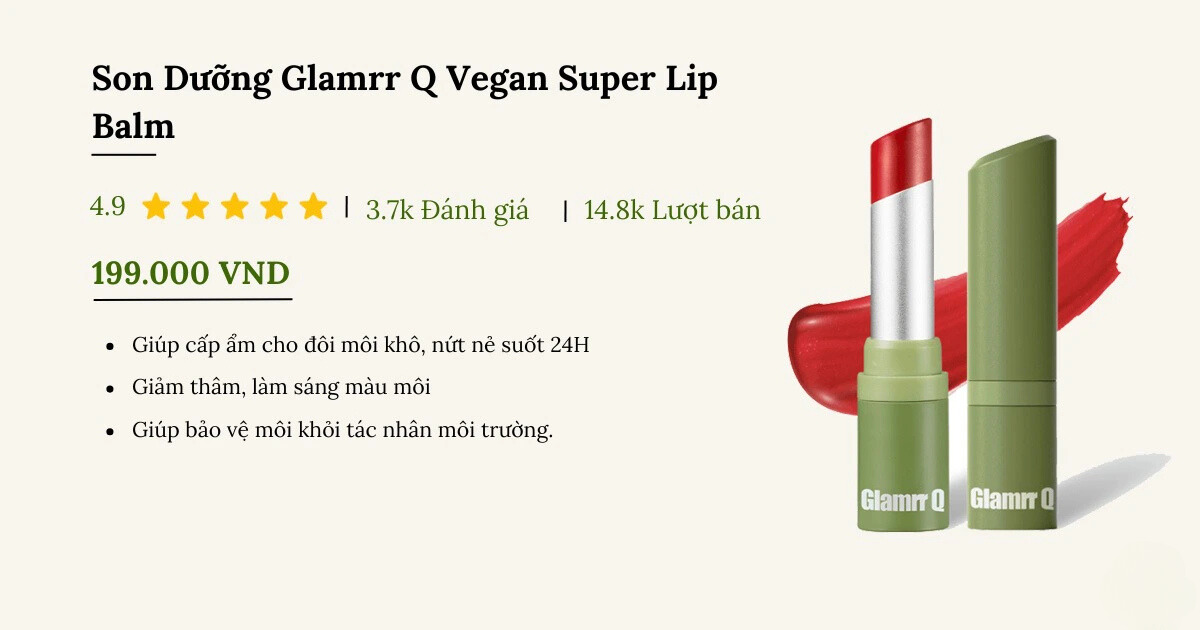 Son dưỡng môi sau khi xăm Glamrr Q Vegan Super Lip Balm
