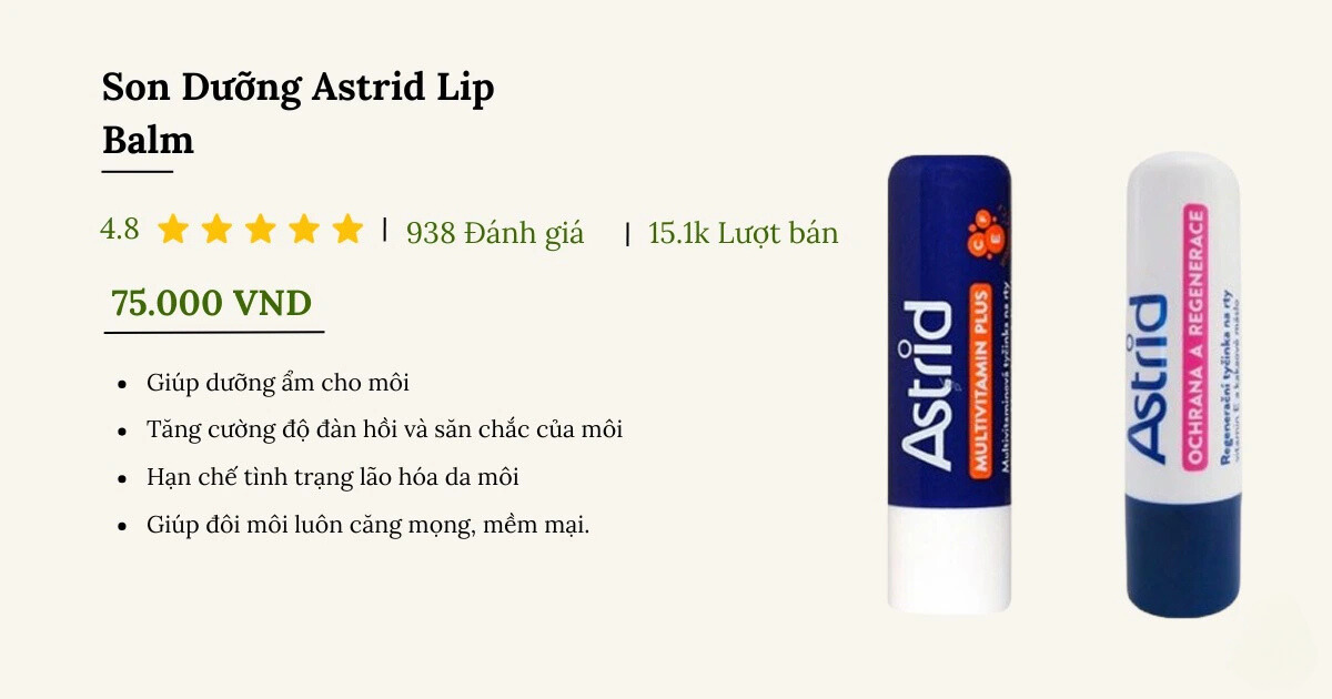 Son dưỡng môi sau khi xăm Astrid Lip Balm