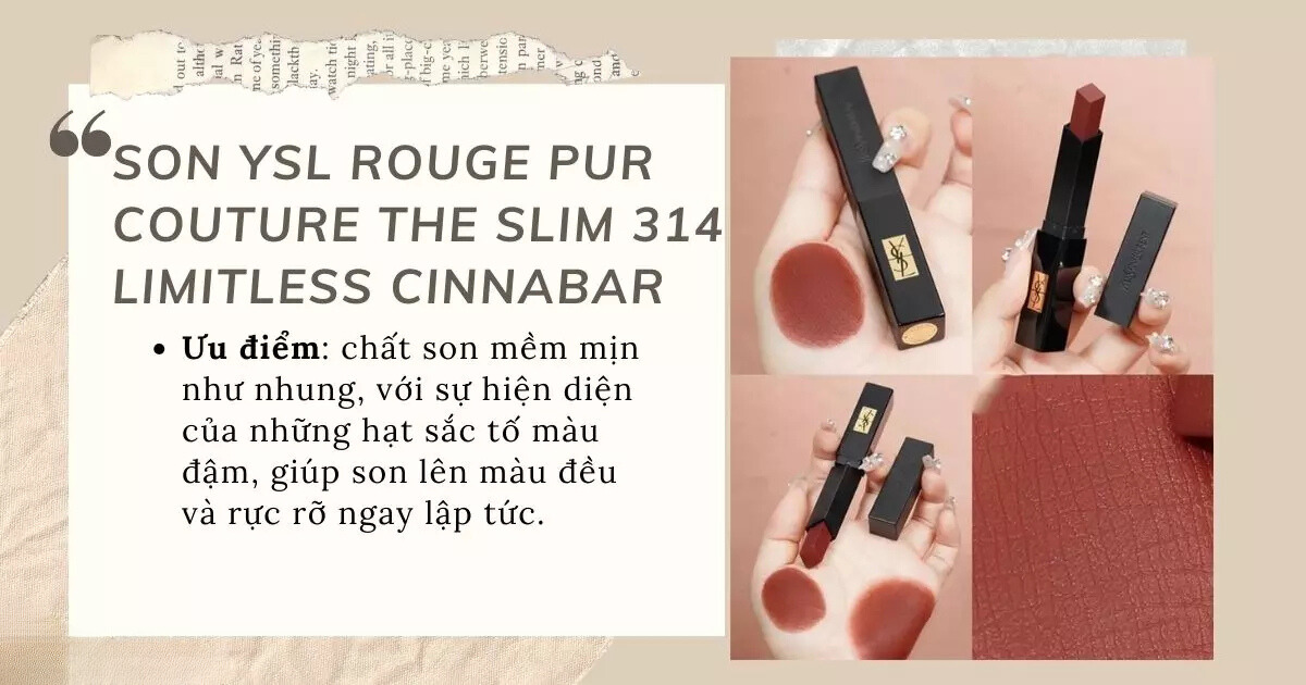 Son YSL Rouge Pur Couture The Slim 314 Limitless Cinnabar