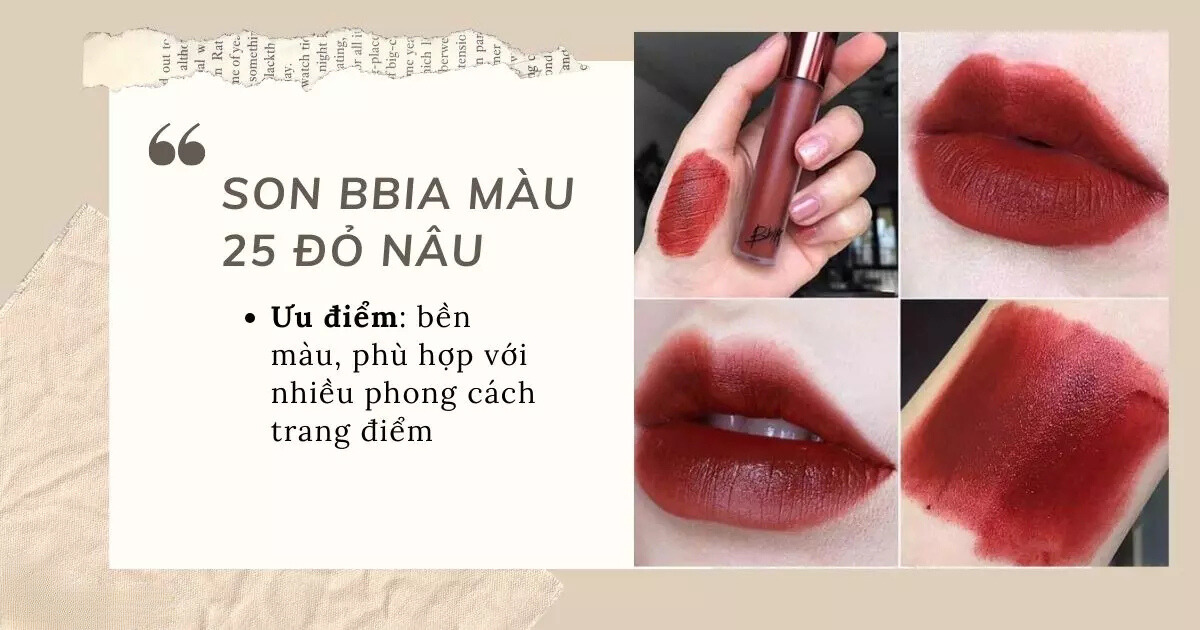 Son Bbia màu 25 đỏ nâu