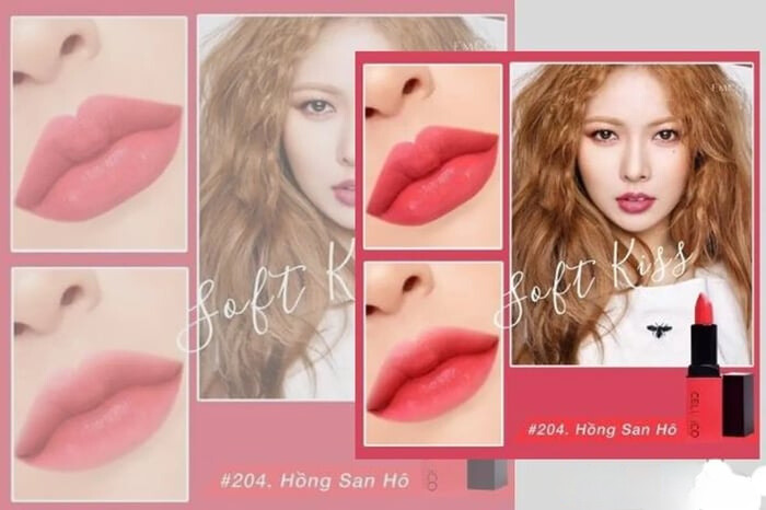 Son màu hồng san hô Colour Kiss Lipstick Soft Kiss