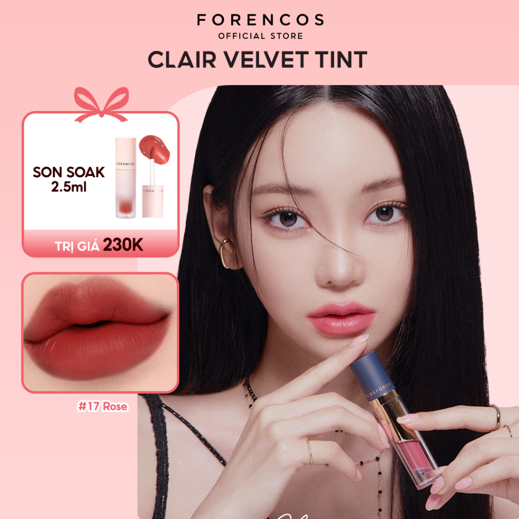 Son màu hồng san hô Forencos Tattoo Clair Velvet Tint 03 Miniut