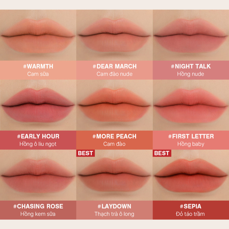 Son Kem 3CE Blur Water Tint - Son lì, mịn mượt nhẹ môi - Ảnh 8