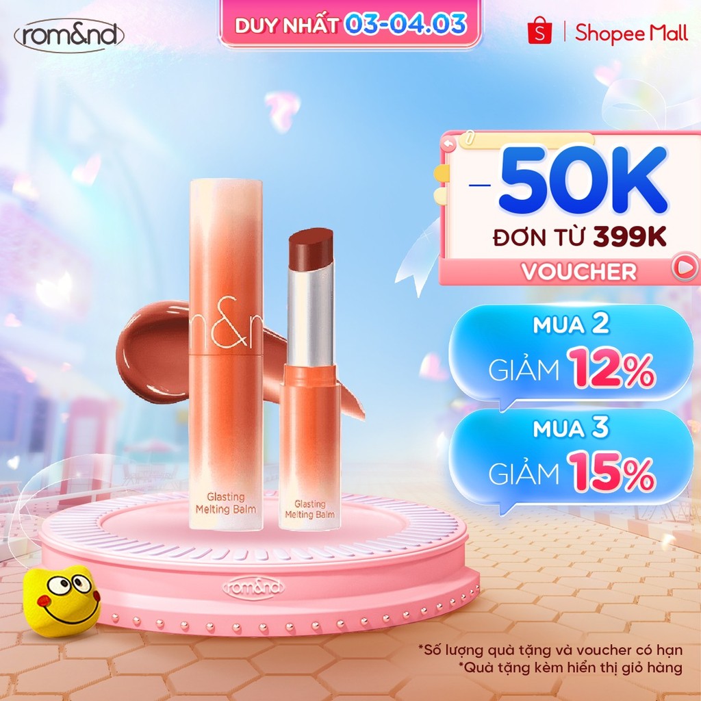 Thông tin sản phẩm son dưỡng màu tint Romand Glasting Melting Balm 3.5g