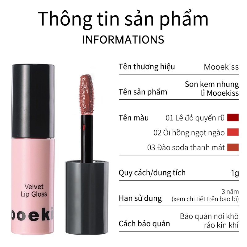 Son kem Mooekiss son môi nhung chất matte tôn da 1g - Ảnh 5