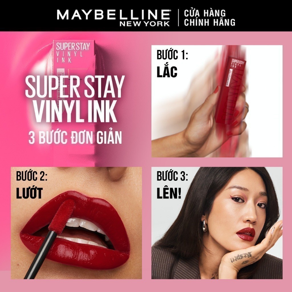 Son bóng bền màu nhẹ môi Superstay Vinyl Ink Maybelline New York 4.2ml - Ảnh 4