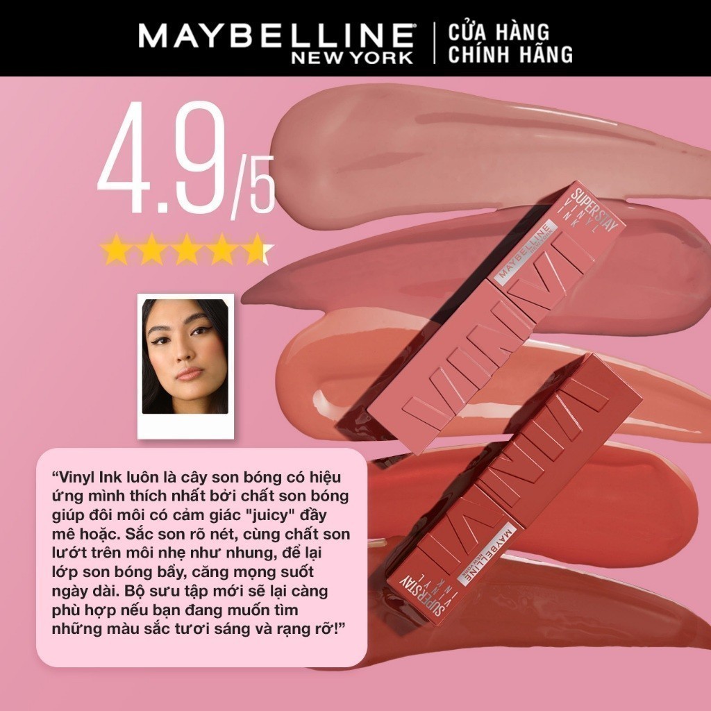 Son bóng bền màu nhẹ môi Superstay Vinyl Ink Maybelline New York 4.2ml - Ảnh 6