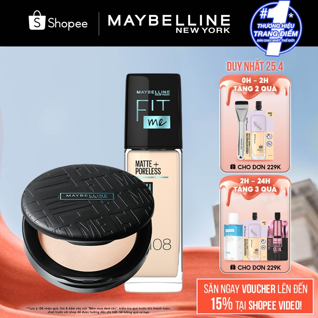 Thông tin sản phẩm kem nền Fit Me 30ml và phấn phủ kiềm dầu 16H Fit Me Maybelline New York 6g