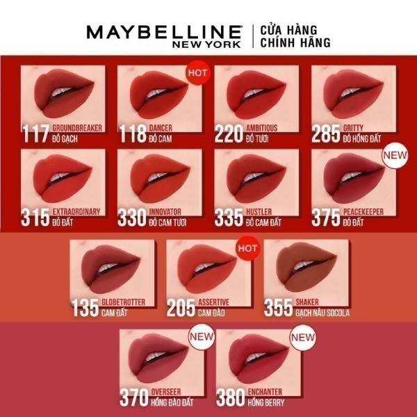 Bảng màu son kem Maybelline New York Super Stay Matte Ink City Edition Lipstick 5ml