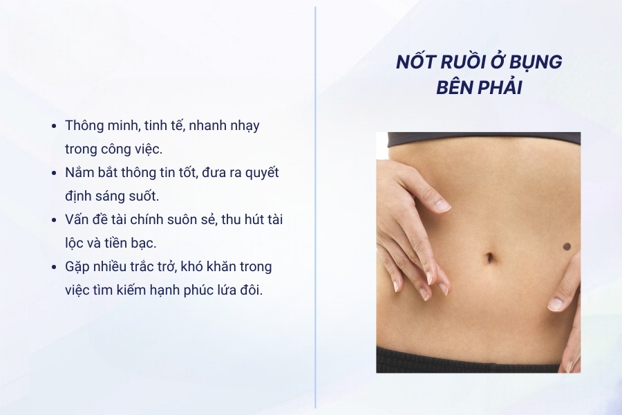 Nốt ruồi ở bụng bên phải của nữ – Sự nghiệp viên mãn, tình duyên và những thử thách phía trước