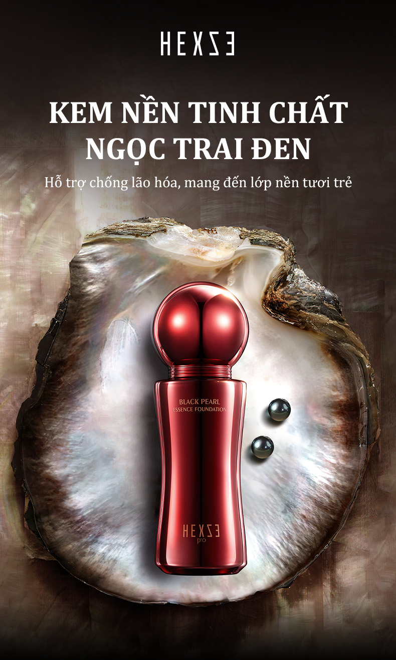 Kem nền tinh chất ngọc trai đen HEXZE 30ml, che khuyết điểm mỏng nhẹ, lâu trôi làm mờ nếp nhăn