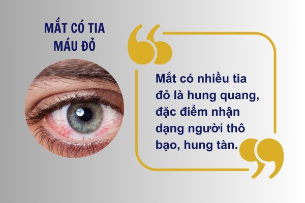 Người có tia máu đỏ trong mắt thường có tính cách thô bạo, hung tàn