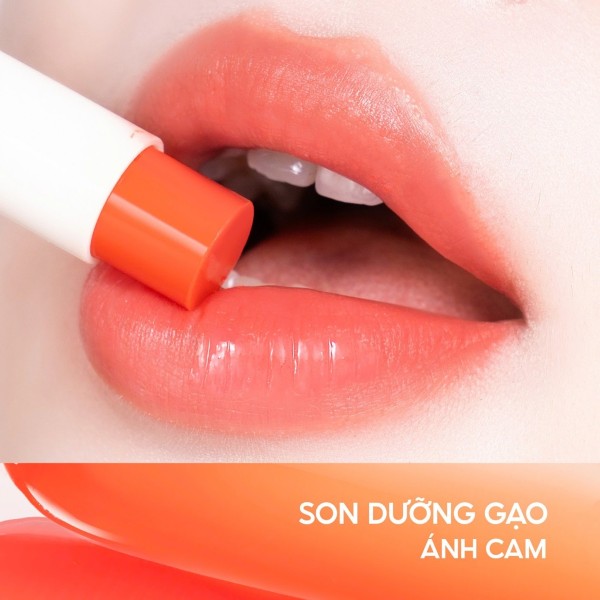 Son dưỡng Gạo Cam của Cỏ Mềm thành phần tự nhiên, an toàn cho môi