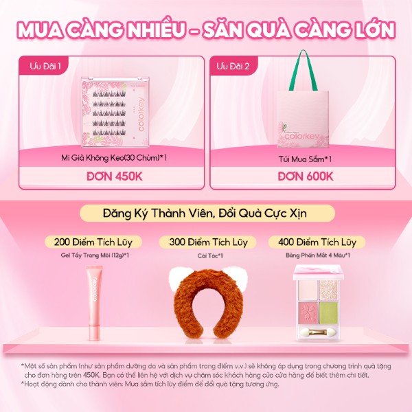 Sự kiện khuyến mãi đặc biệt tại COLORKEY Shopee Official Store