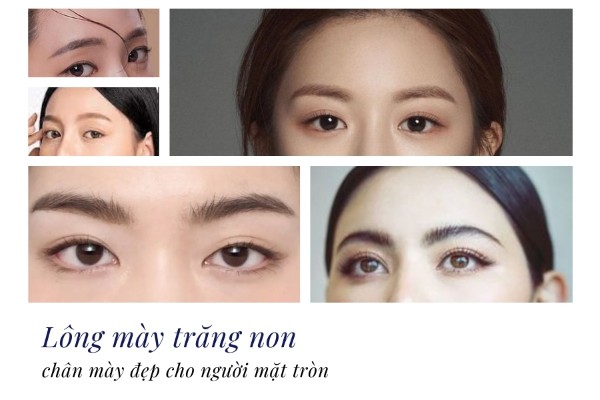 Dáng chân mày cho mặt tròn: Mày trăng non/bán nguyệt