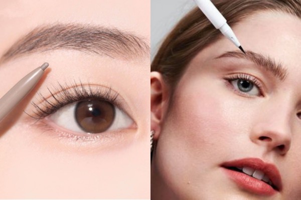 Kẻ chân mày tam giác bằng bút chì kẻ mày hoặc bột tán chân mày Kẻ chân mày tam giác bằng bút chì kẻ mày hoặc bột tán chân mày