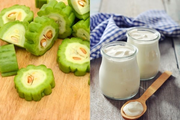 Da trắng hồng rạng rỡ với mặt nạ khổ qua và sữa chua