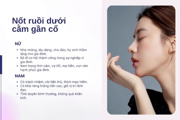 Nốt ruồi dưới cằm gần cổ – Nam có sự nghiệp thăng tiến, nữ có gia đình hạnh phúc Nốt ruồi dưới cằm gần cổ – Nam có sự nghiệp thăng tiến, nữ có gia đình hạnh phúc