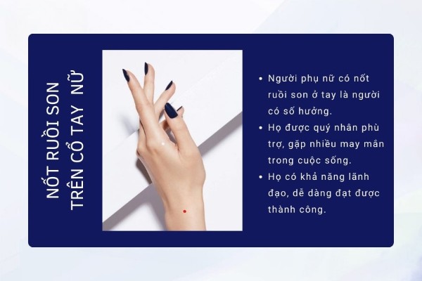 Nốt ruồi son cổ tay nữ – Nốt ruồi quý, sung sướng một đời